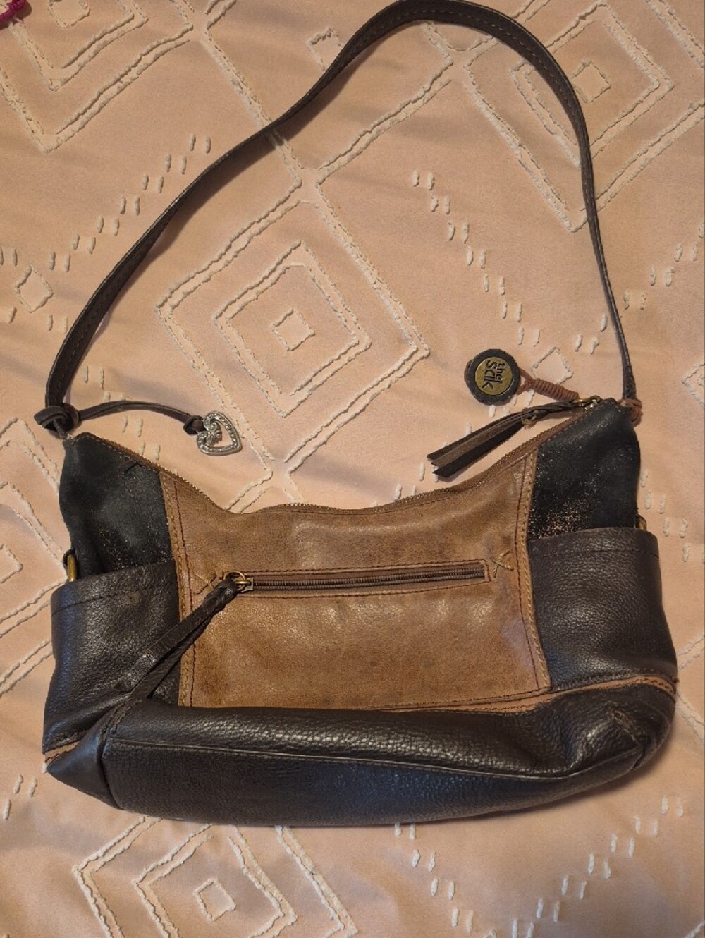 The Sak Two-Tone Brown and Black Leather Messenger Bag - Picture 6 of 7